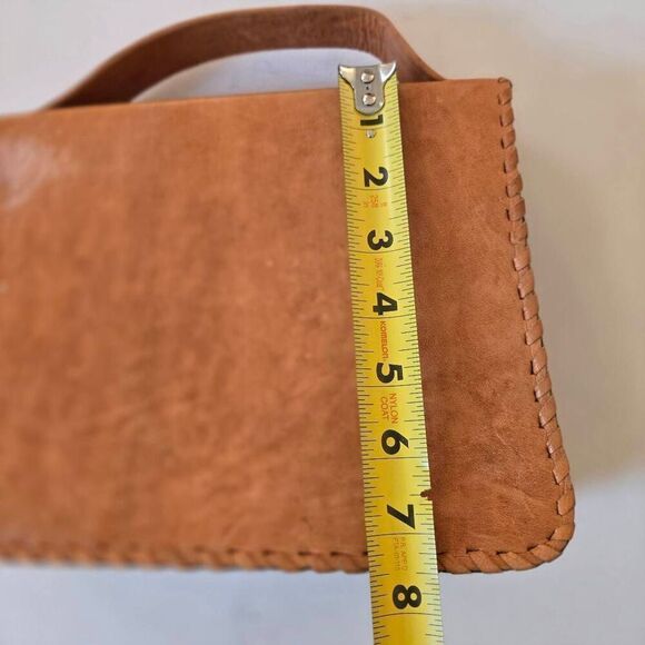 Sarep + Rose Womens Genuine Leather Handwoven Fabric Top Handle Handbag Brown - Picture 7 of 10